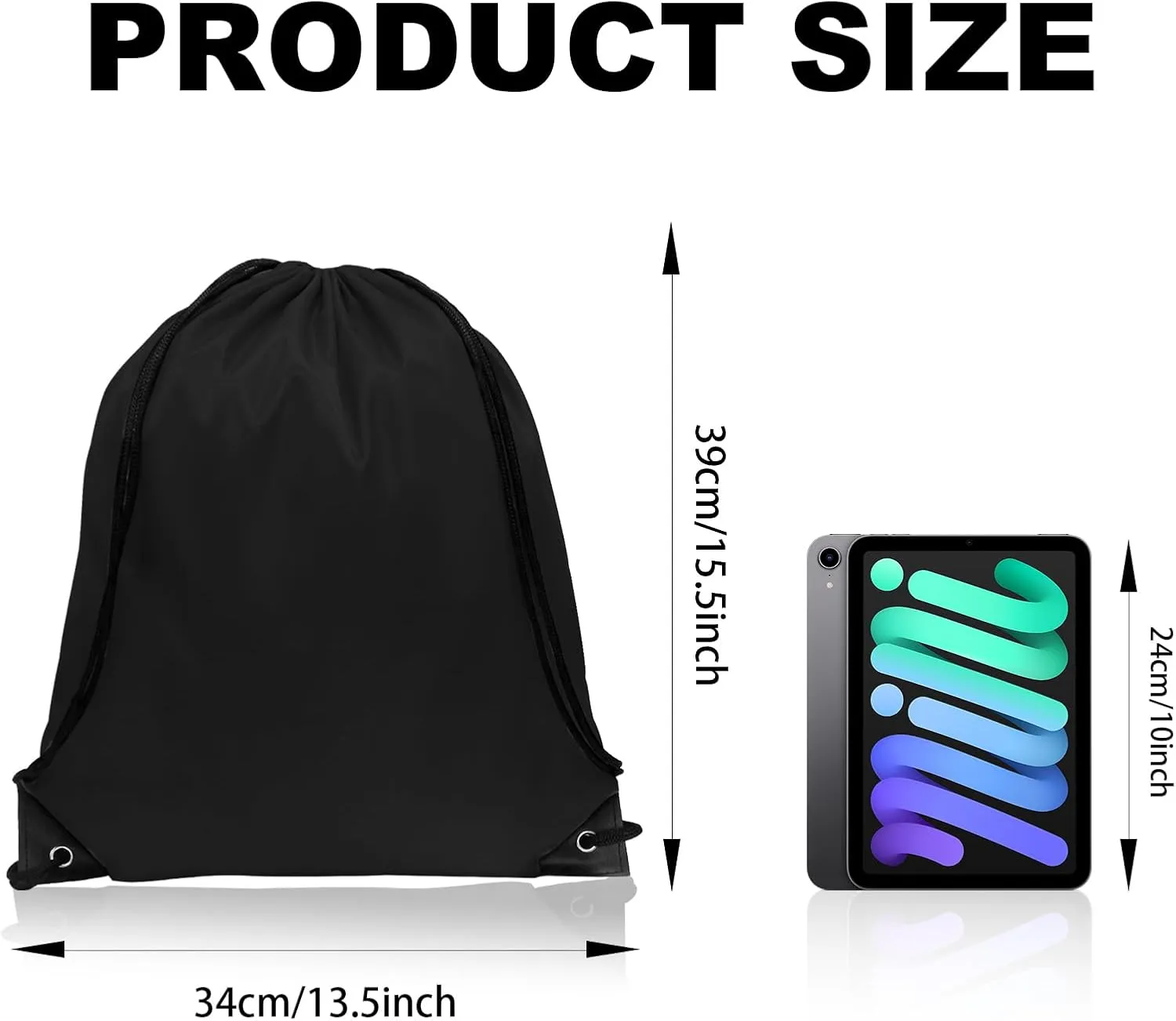 GoodtoU Nylon Backpacks - Drawstring Bags Bulk - Gym, Sport, Travel (Black, 20Pcs)