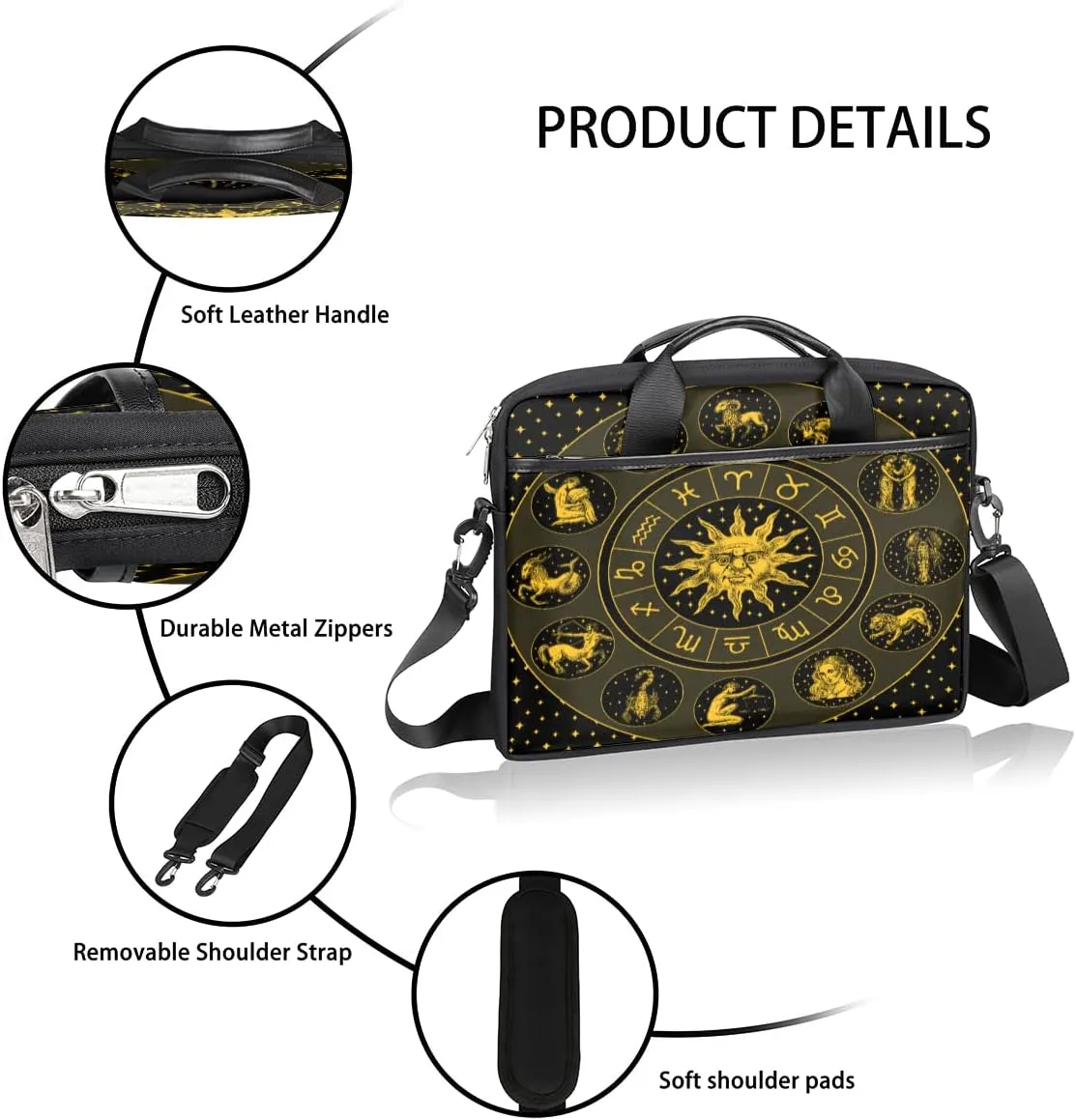 Grape Wine Bottle Laptop Shoulder Messenger Bag Waterproof Laptop Briefcase Handle Padded Strap