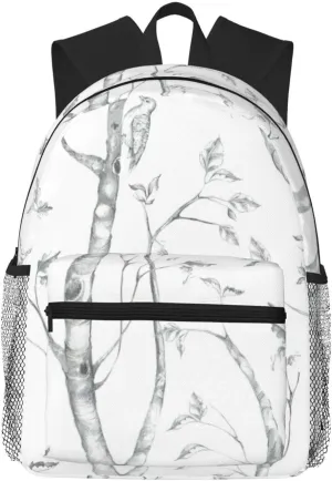 Gray Woods and Birds print Lightweight and comfortable backpack Casual Laptop Backpack for Travel Hiking