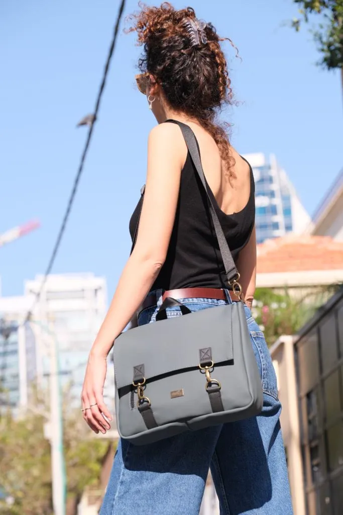 Green Gray Vegan Leather 'Jaffa' Backpack/Side Bag