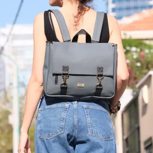 Green Gray Vegan Leather 'Jaffa' Backpack/Side Bag