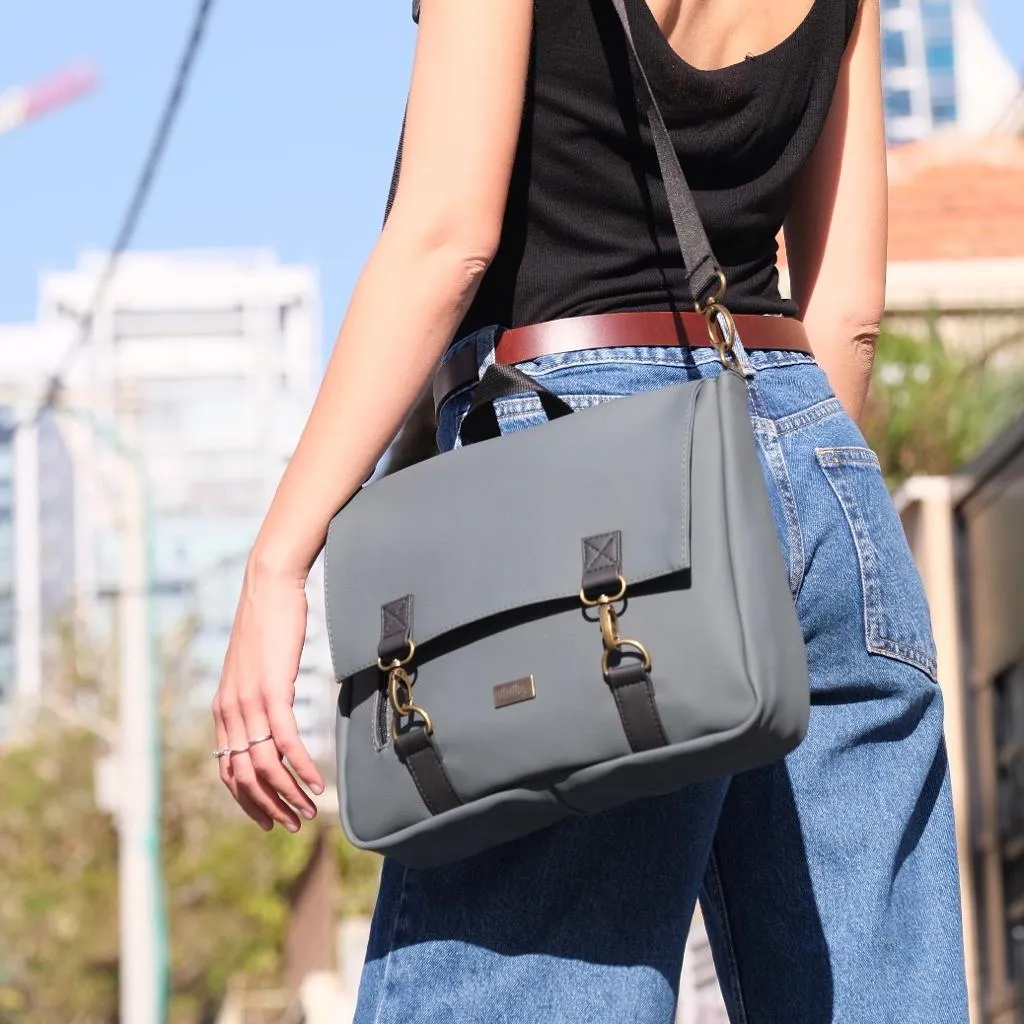 Green Gray Vegan Leather 'Jaffa' Backpack/Side Bag