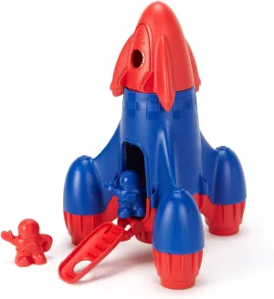 Green Toys Rocket, Red/Blue - 4 Piece Pretend Play, Motor Skills, Kids Toy Vehicle Playset. No BPA, phthalates, PVC. Dishwasher Safe, Recycled Plastic, Made in USA.