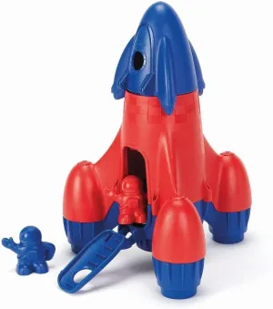 Green Toys Rocket with 2 Astronauts Toy Vehicle Playset, Blue/Red