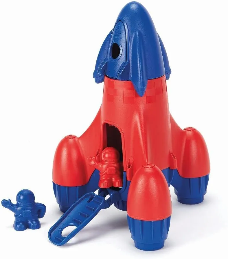 Green Toys Rocket with 2 Astronauts Toy Vehicle Playset, Blue/Red