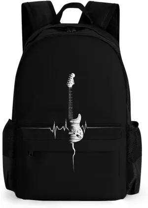 Guitar EKG Heartbeat 16 Inch Laptop Backpack Large Capacity Daypack Travel Shoulder Bag for Men Women