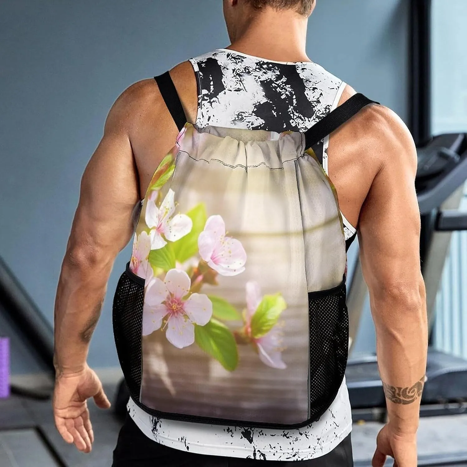 Gym Bag for Women Men Spring And FlowerTravel Duffel Bag Large Capacity Sports Drawstring Backpack