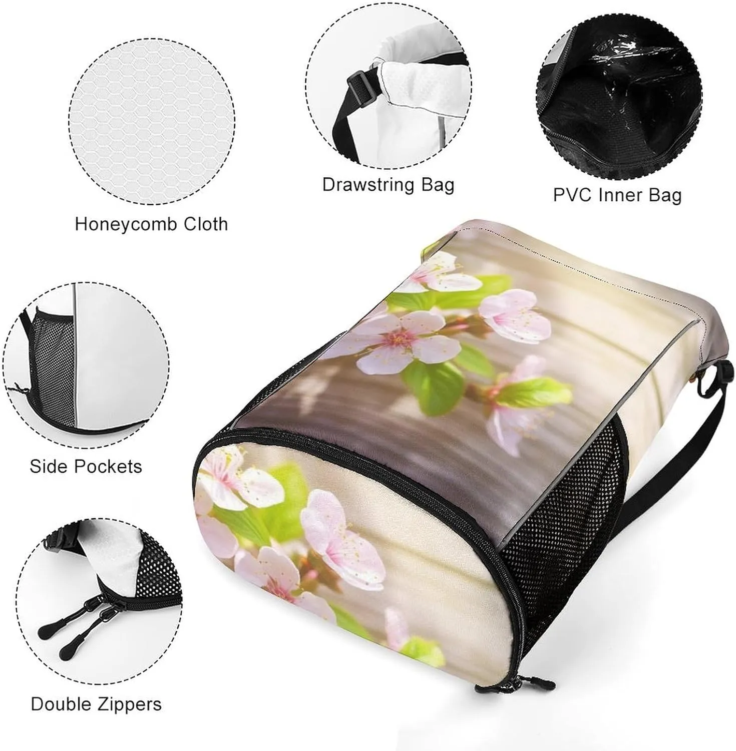 Gym Bag for Women Men Spring And FlowerTravel Duffel Bag Large Capacity Sports Drawstring Backpack