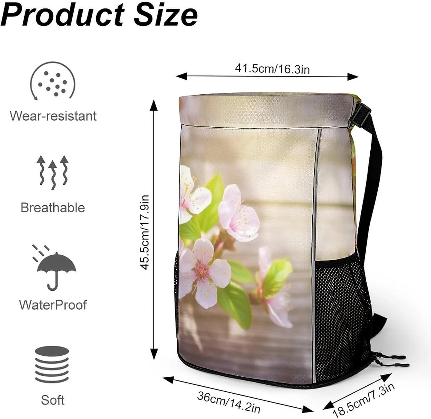 Gym Bag for Women Men Spring And FlowerTravel Duffel Bag Large Capacity Sports Drawstring Backpack