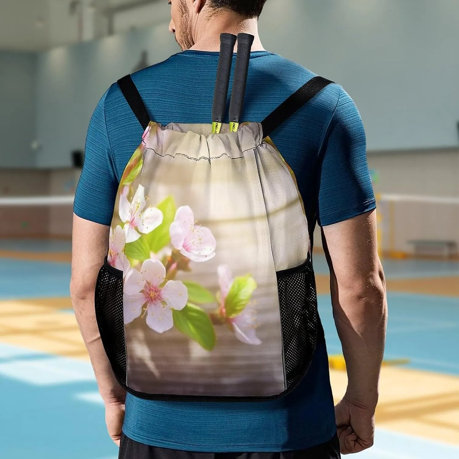 Gym Bag for Women Men Spring And FlowerTravel Duffel Bag Large Capacity Sports Drawstring Backpack