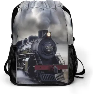 Gym Bag for Women Men Steam Train CloudsTravel Duffel Bag Large Capacity Sports Drawstring Backpack