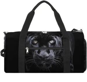 Gym Bags for Men Women Animal Panther Duffle Bag Travel Overnight Bag with Shoe Compartment Tote Bags