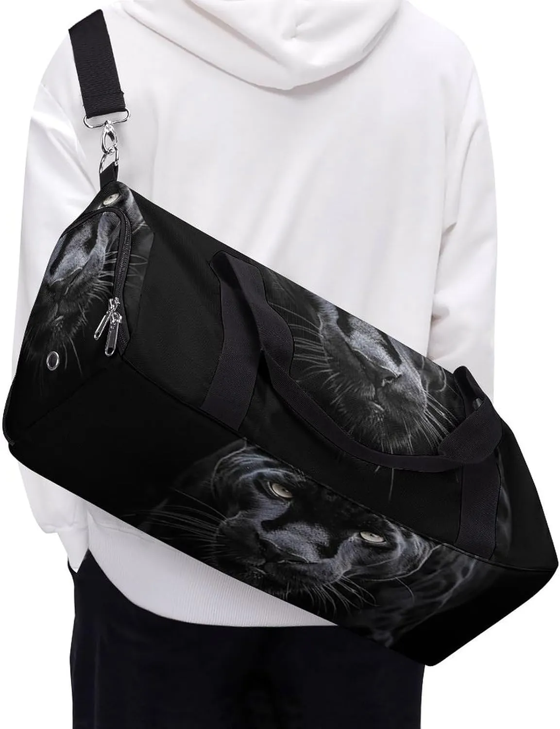 Gym Bags for Men Women Animal Panther Duffle Bag Travel Overnight Bag with Shoe Compartment Tote Bags