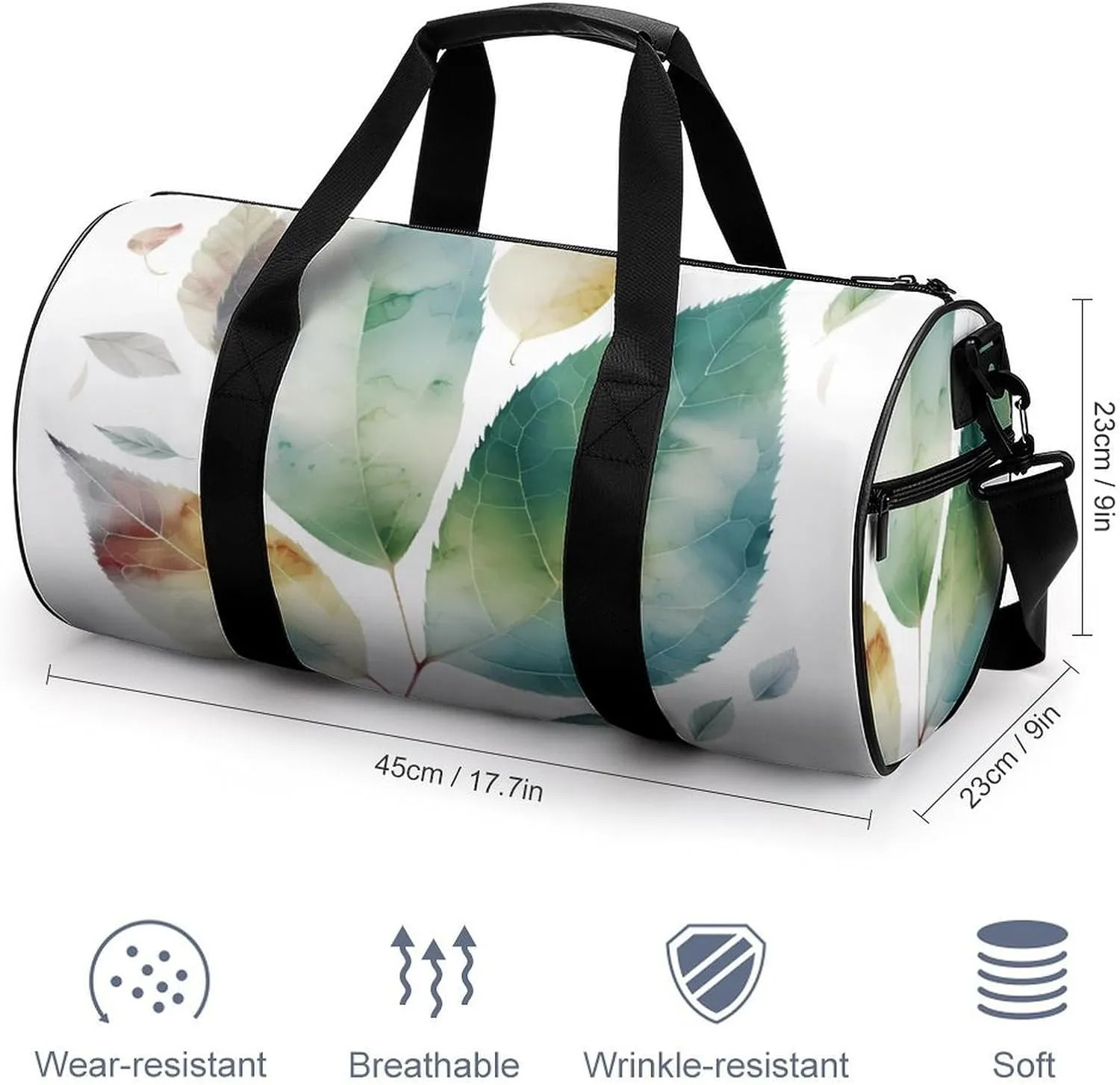 Gym Bags for Men Women Art Color Leaf Duffle Bag Travel Overnight Bag with Shoe Compartment Tote Bags