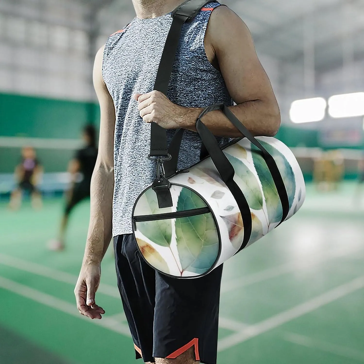 Gym Bags for Men Women Art Color Leaf Duffle Bag Travel Overnight Bag with Shoe Compartment Tote Bags