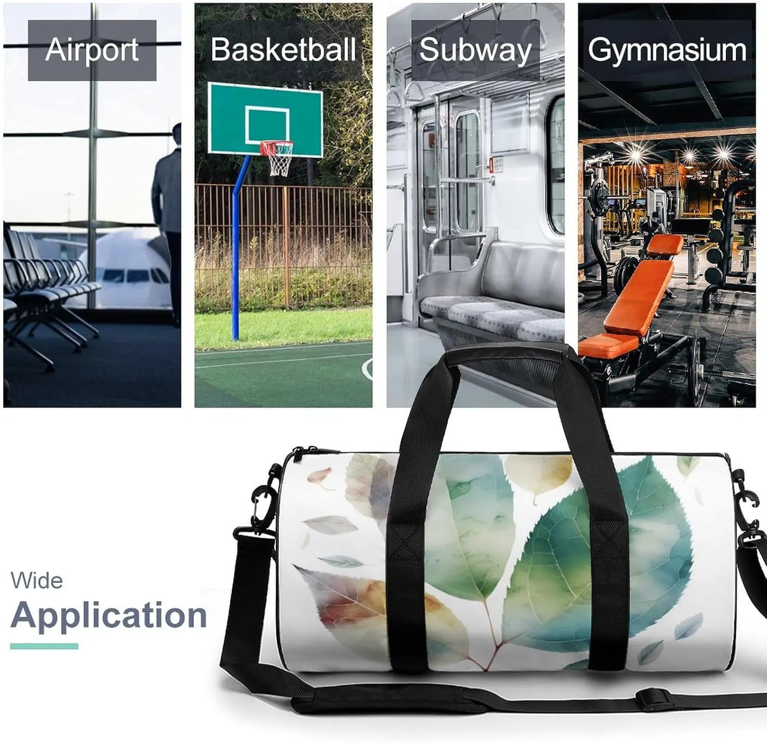 Gym Bags for Men Women Art Color Leaf Duffle Bag Travel Overnight Bag with Shoe Compartment Tote Bags