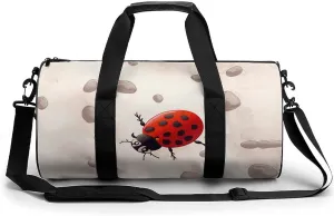 Gym Bags for Men Women Art Ladybug Tracks Duffle Bag Travel Overnight Bag with Shoe Compartment Tote Bags
