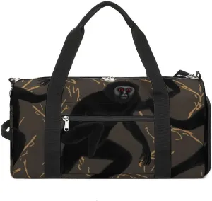 Gym Bags for Men Women Black Gibbon Monkey Duffle Bag Travel Overnight Bag with Shoe Compartment Tote Bags