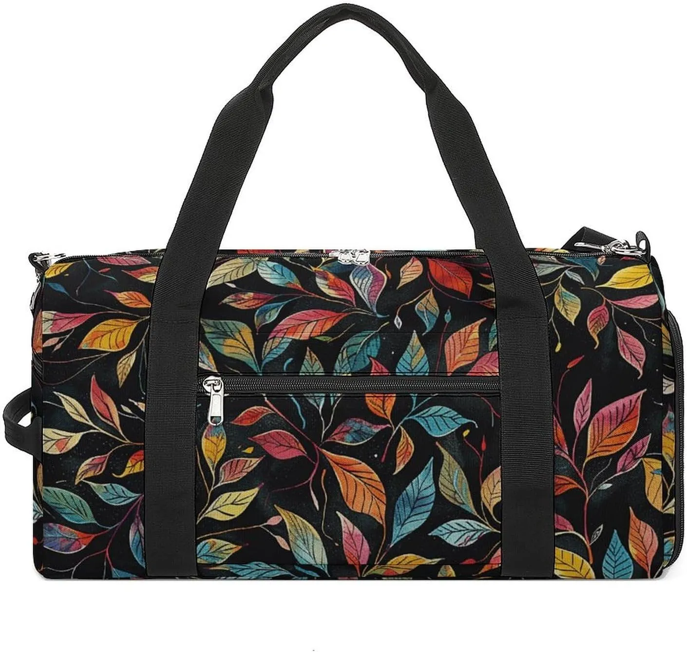 Gym Bags for Men Women Black Intricate Trees Duffle Bag Travel Overnight Bag with Shoe Compartment Tote Bags