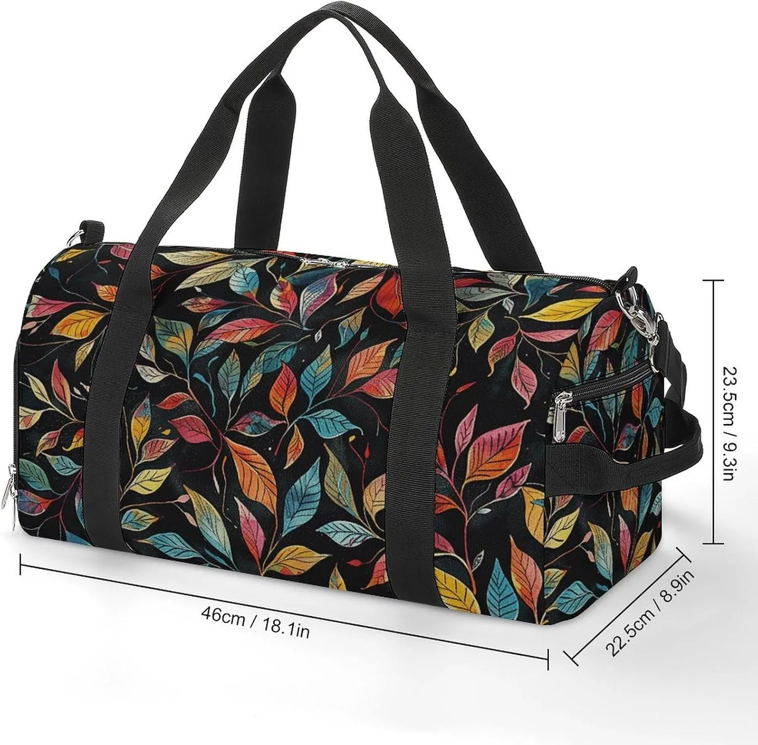 Gym Bags for Men Women Black Intricate Trees Duffle Bag Travel Overnight Bag with Shoe Compartment Tote Bags