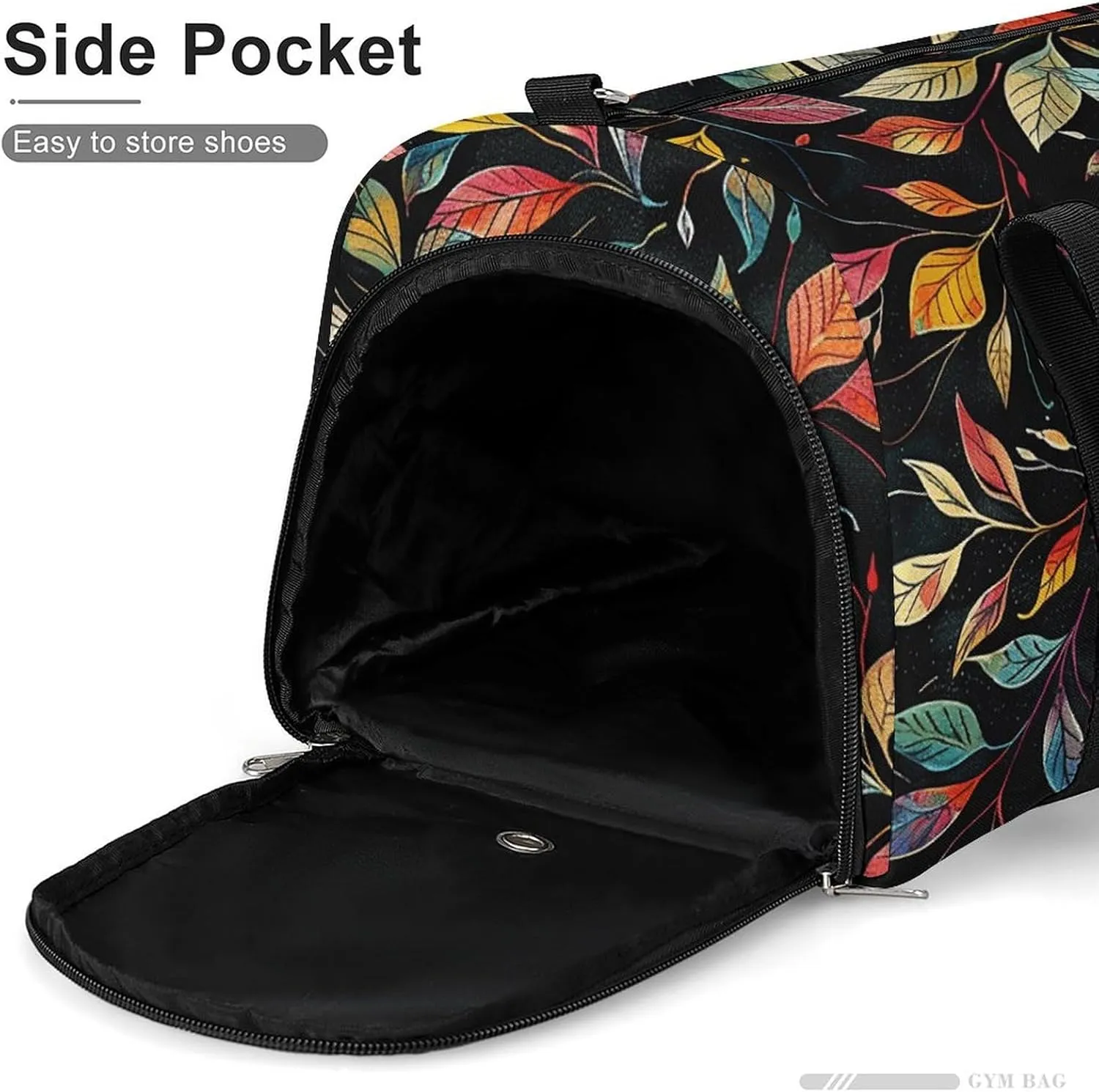 Gym Bags for Men Women Black Intricate Trees Duffle Bag Travel Overnight Bag with Shoe Compartment Tote Bags