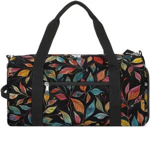 Gym Bags for Men Women Black Intricate Trees Duffle Bag Travel Overnight Bag with Shoe Compartment Tote Bags