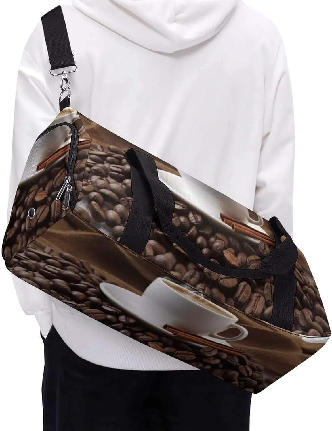 Gym Bags for Men Women Coffee Bean Duffle Bag Travel Overnight Bag with Shoe Compartment Tote Bags