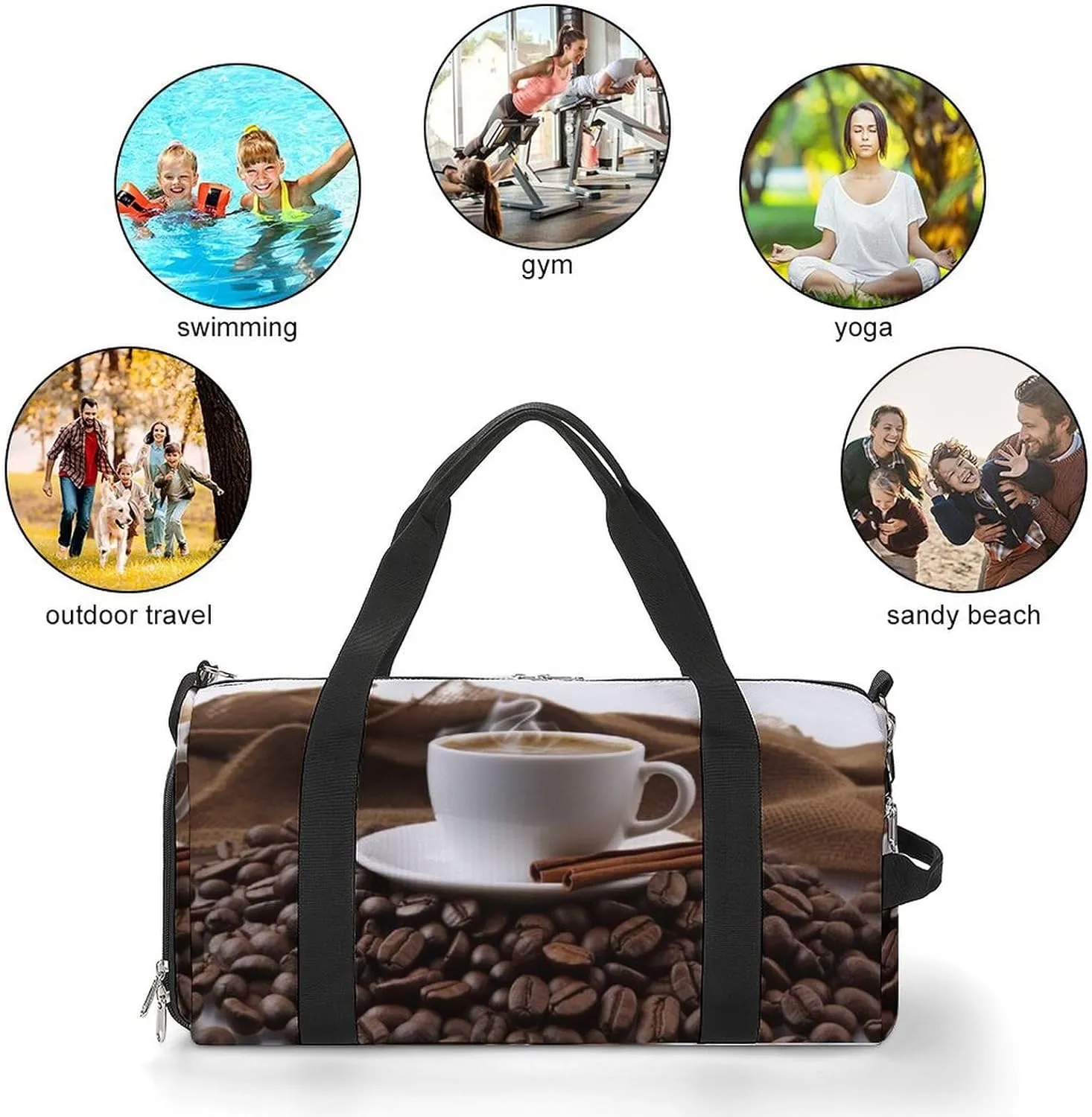 Gym Bags for Men Women Coffee Bean Duffle Bag Travel Overnight Bag with Shoe Compartment Tote Bags