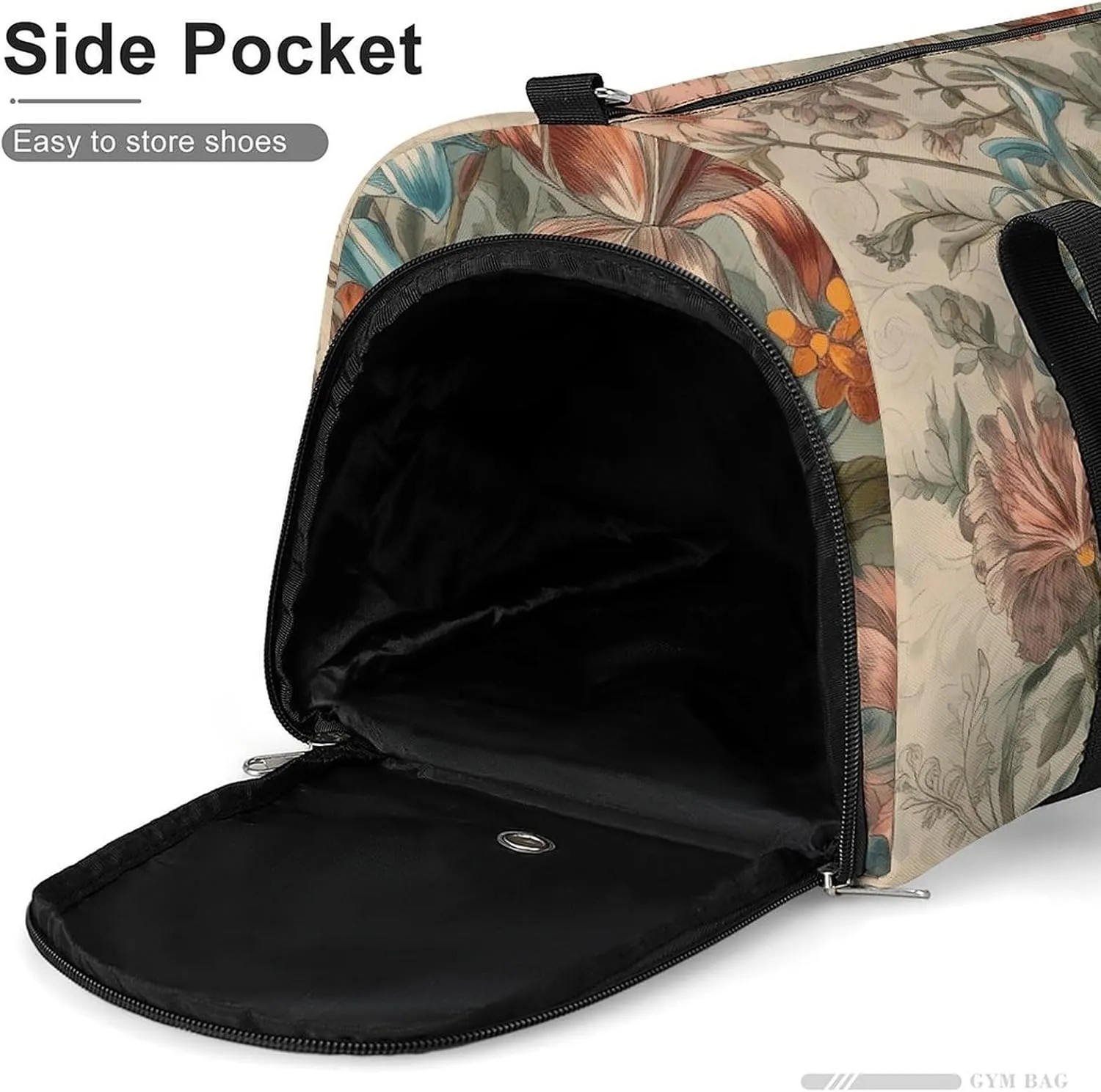 Gym Bags for Men Women Decorative Flowers Duffle Bag Travel Overnight Bag with Shoe Compartment Tote Bags