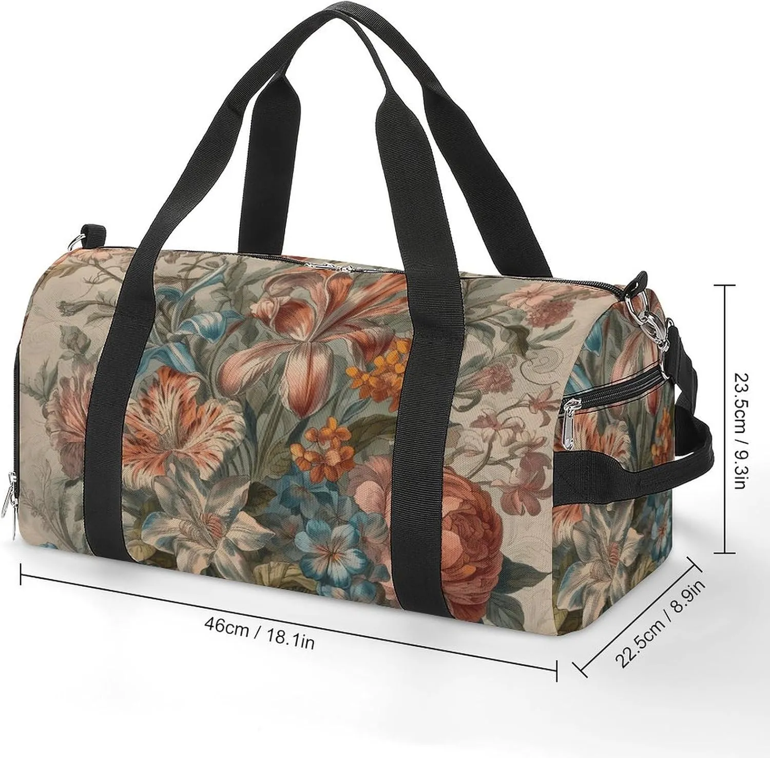 Gym Bags for Men Women Decorative Flowers Duffle Bag Travel Overnight Bag with Shoe Compartment Tote Bags