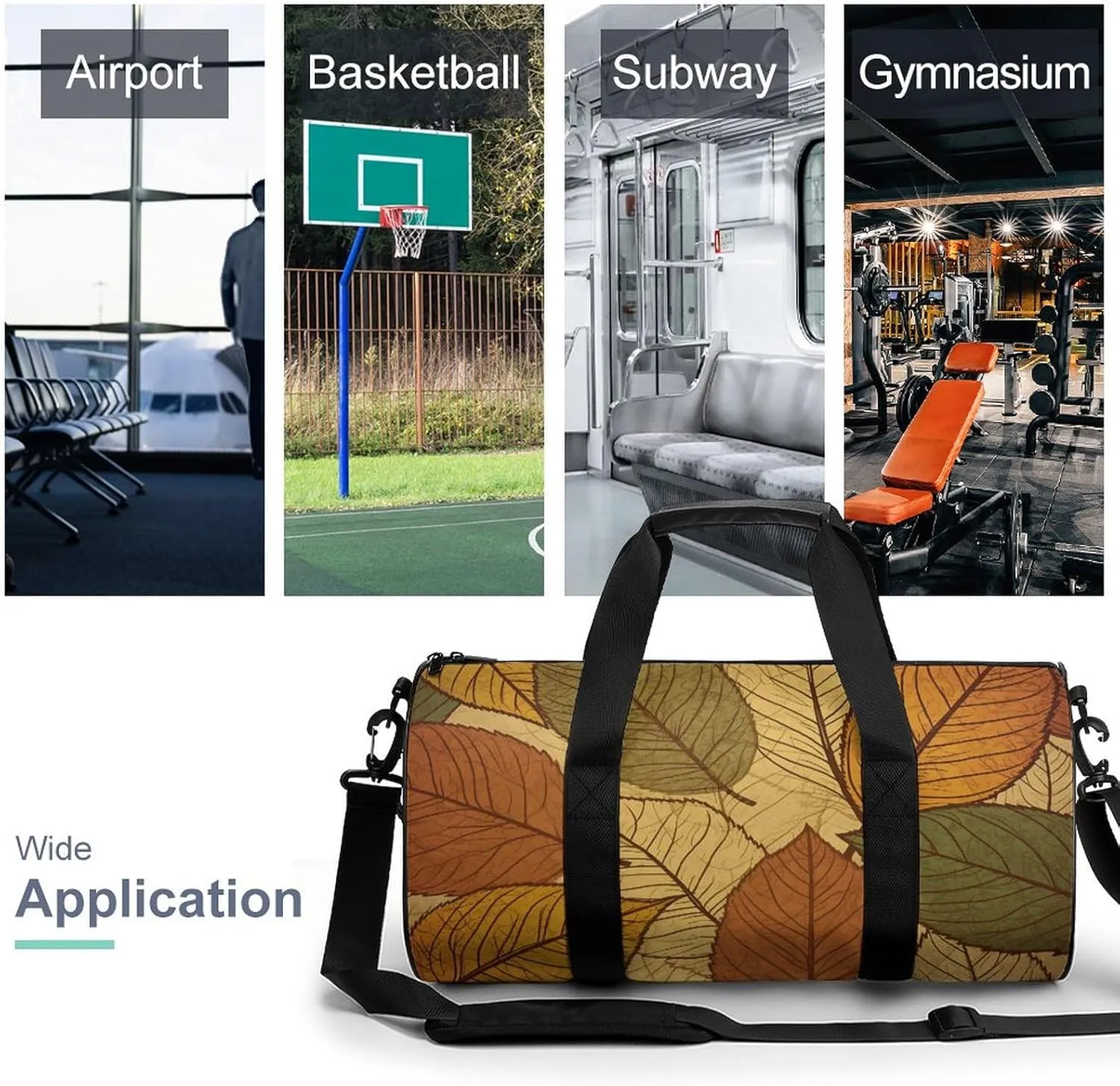 Gym Bags for Men Women Different Color Leaves Duffle Bag Travel Overnight Bag with Shoe Compartment Tote Bags
