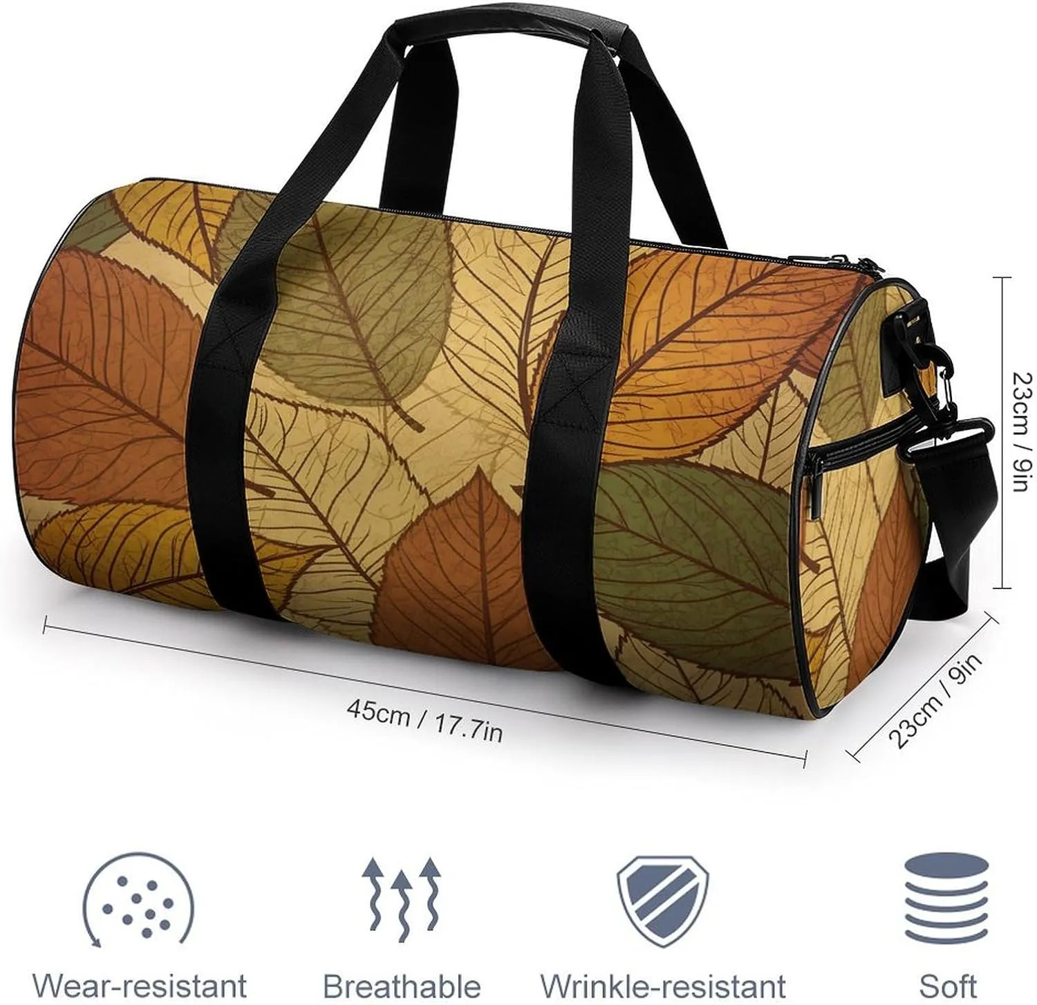 Gym Bags for Men Women Different Color Leaves Duffle Bag Travel Overnight Bag with Shoe Compartment Tote Bags