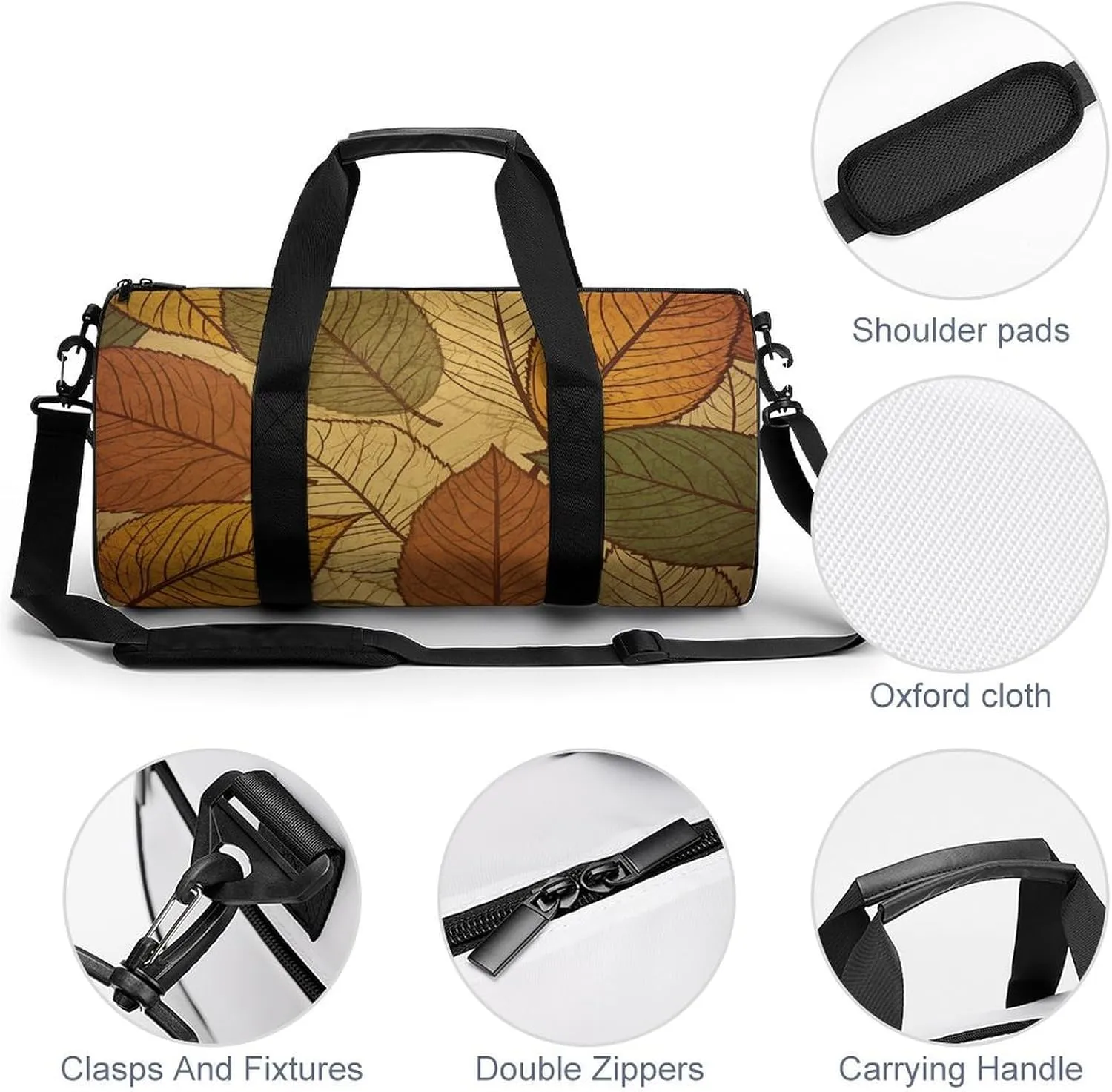 Gym Bags for Men Women Different Color Leaves Duffle Bag Travel Overnight Bag with Shoe Compartment Tote Bags