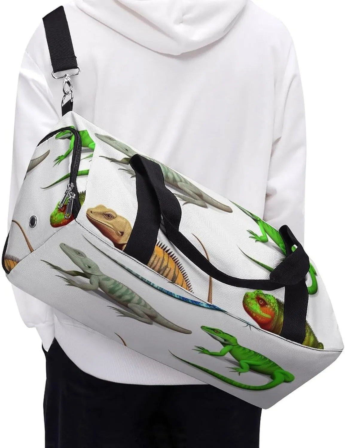 Gym Bags for Men Women Different Types of Lizard Duffle Bag Travel Overnight Bag with Shoe Compartment Tote Bags