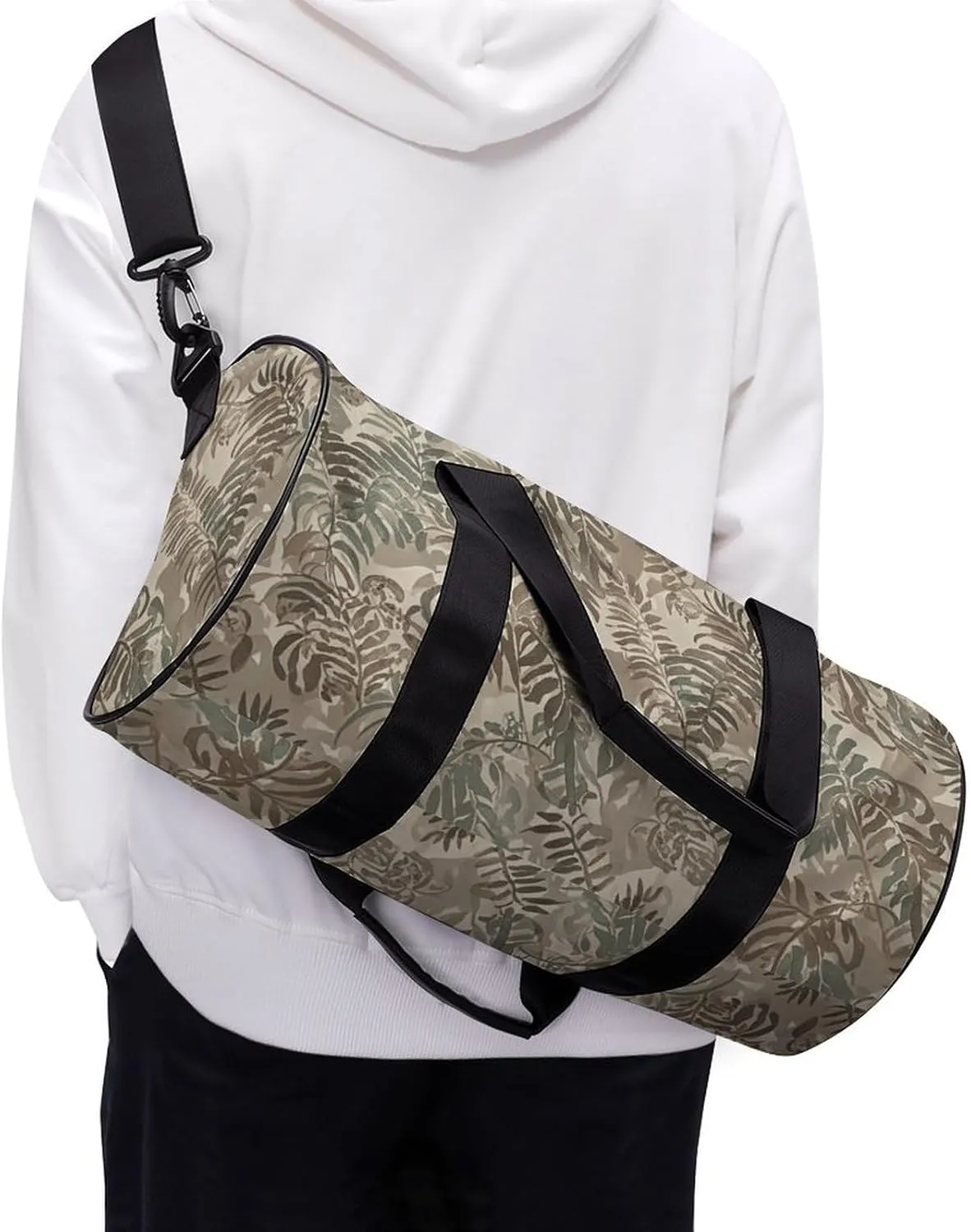 Gym Bags for Men Women Fern Pattern Duffle Bag Travel Overnight Bag with Shoe Compartment Tote Bags