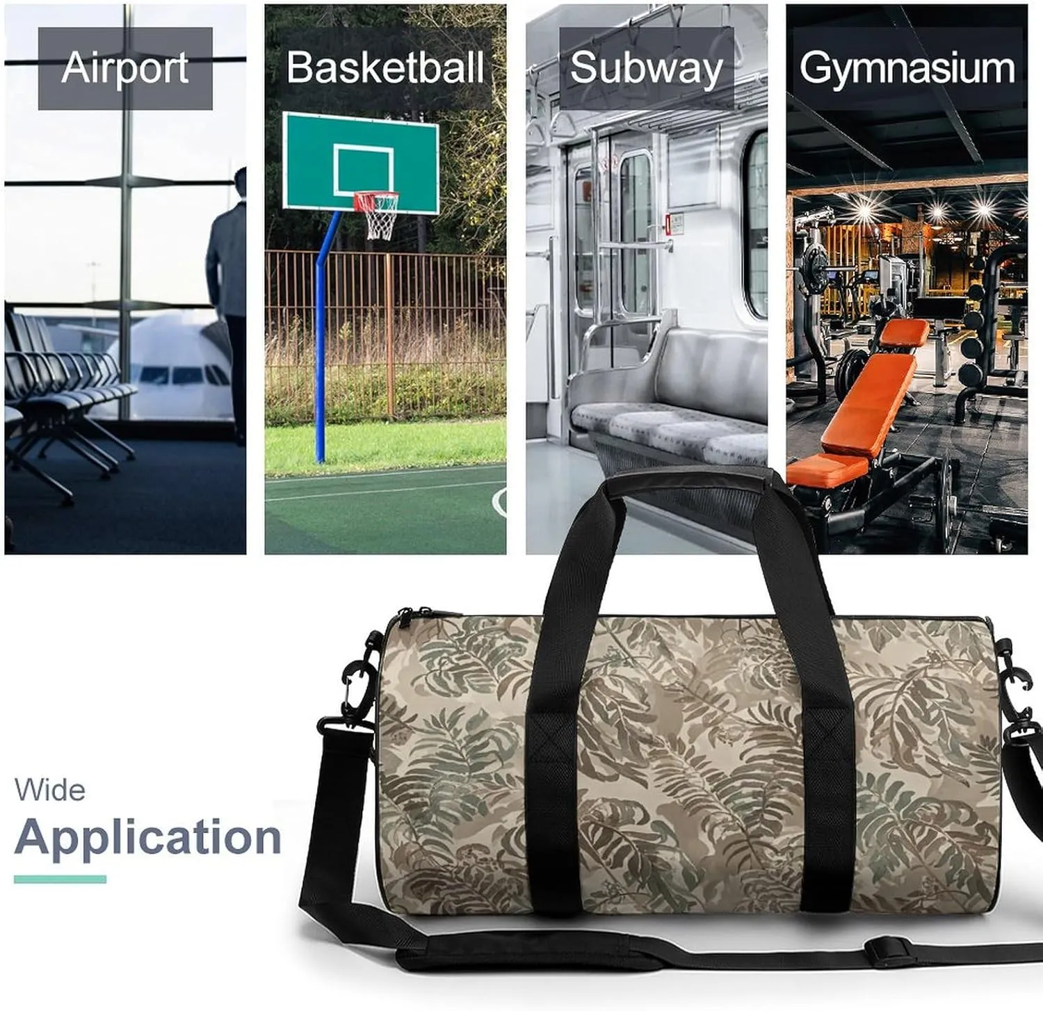 Gym Bags for Men Women Fern Pattern Duffle Bag Travel Overnight Bag with Shoe Compartment Tote Bags