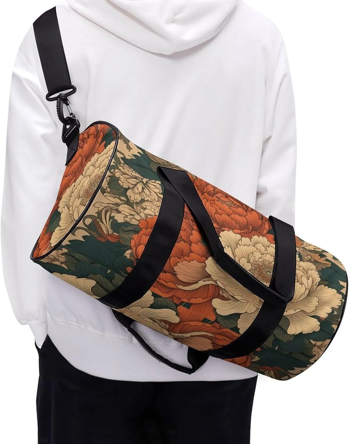 Gym Bags for Men Women Flowers And Butterflies Duffle Bag Travel Overnight Bag with Shoe Compartment Tote Bags