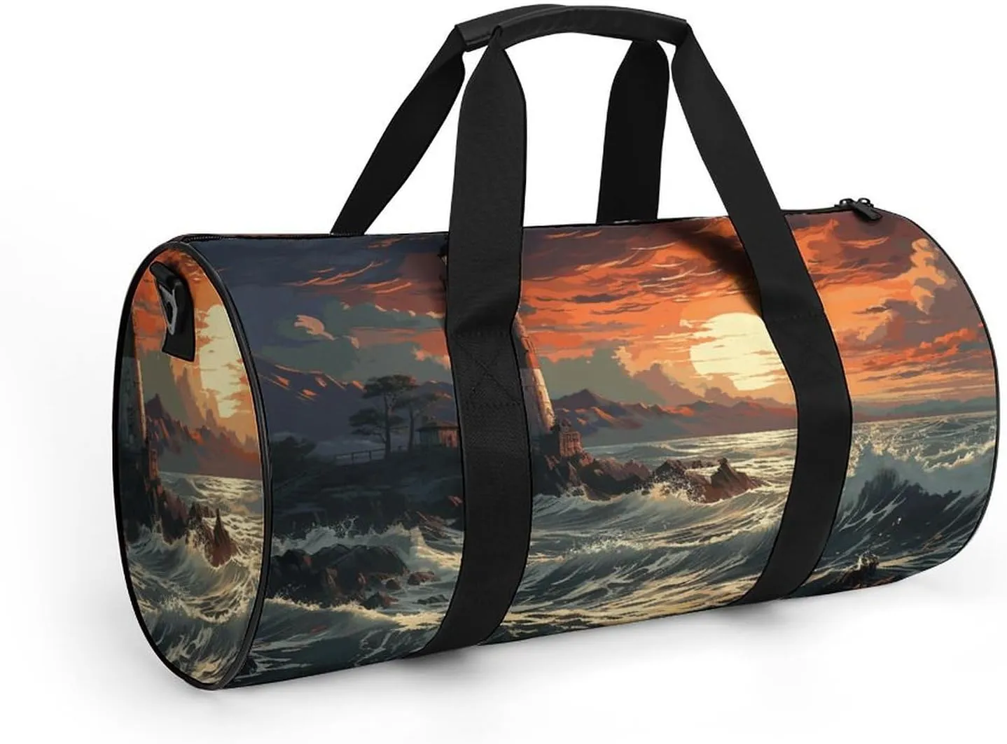 Gym Bags for Men Women Lighthouse Duffle Bag Travel Overnight Bag with Shoe Compartment Tote Bags
