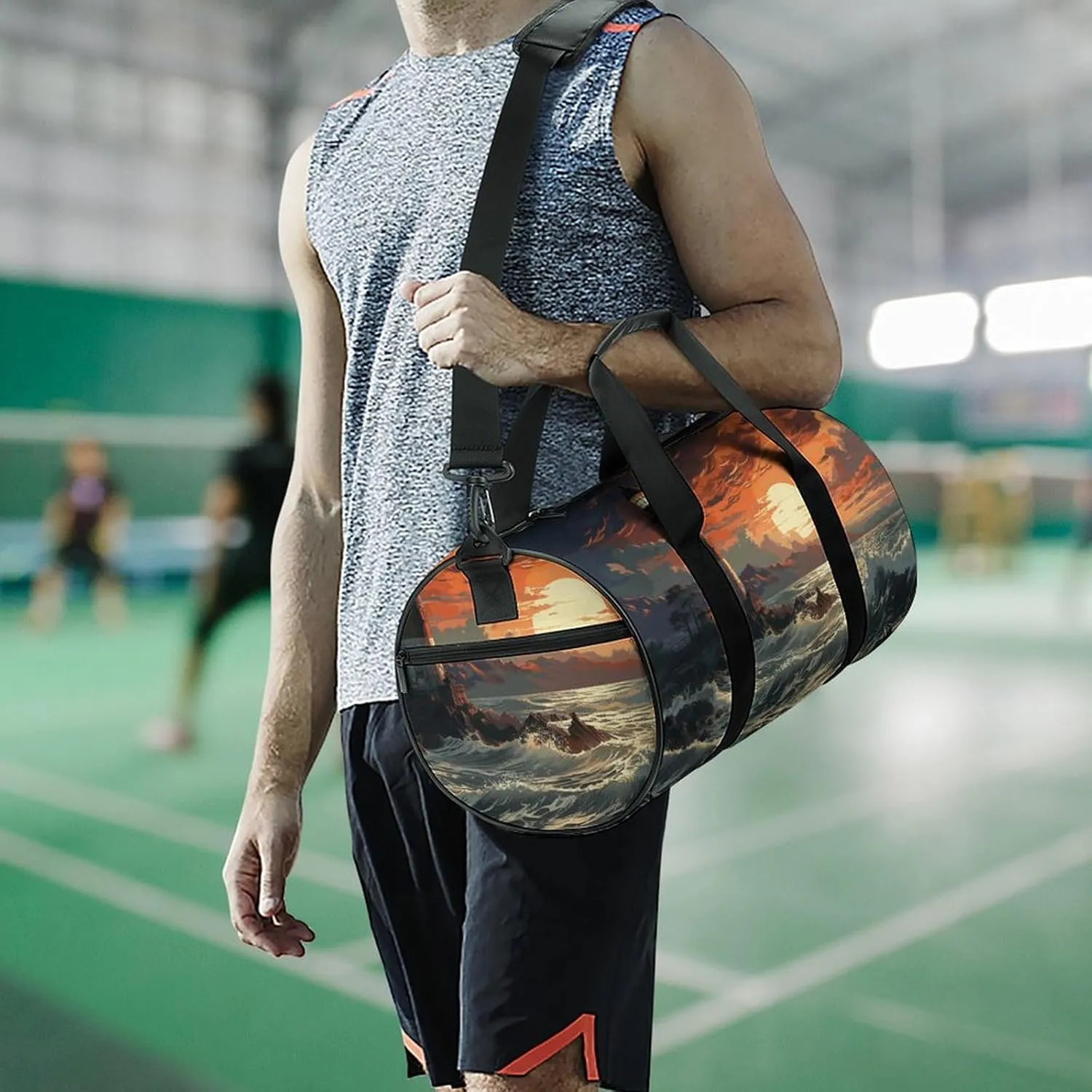 Gym Bags for Men Women Lighthouse Duffle Bag Travel Overnight Bag with Shoe Compartment Tote Bags