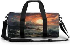 Gym Bags for Men Women Lighthouse Duffle Bag Travel Overnight Bag with Shoe Compartment Tote Bags