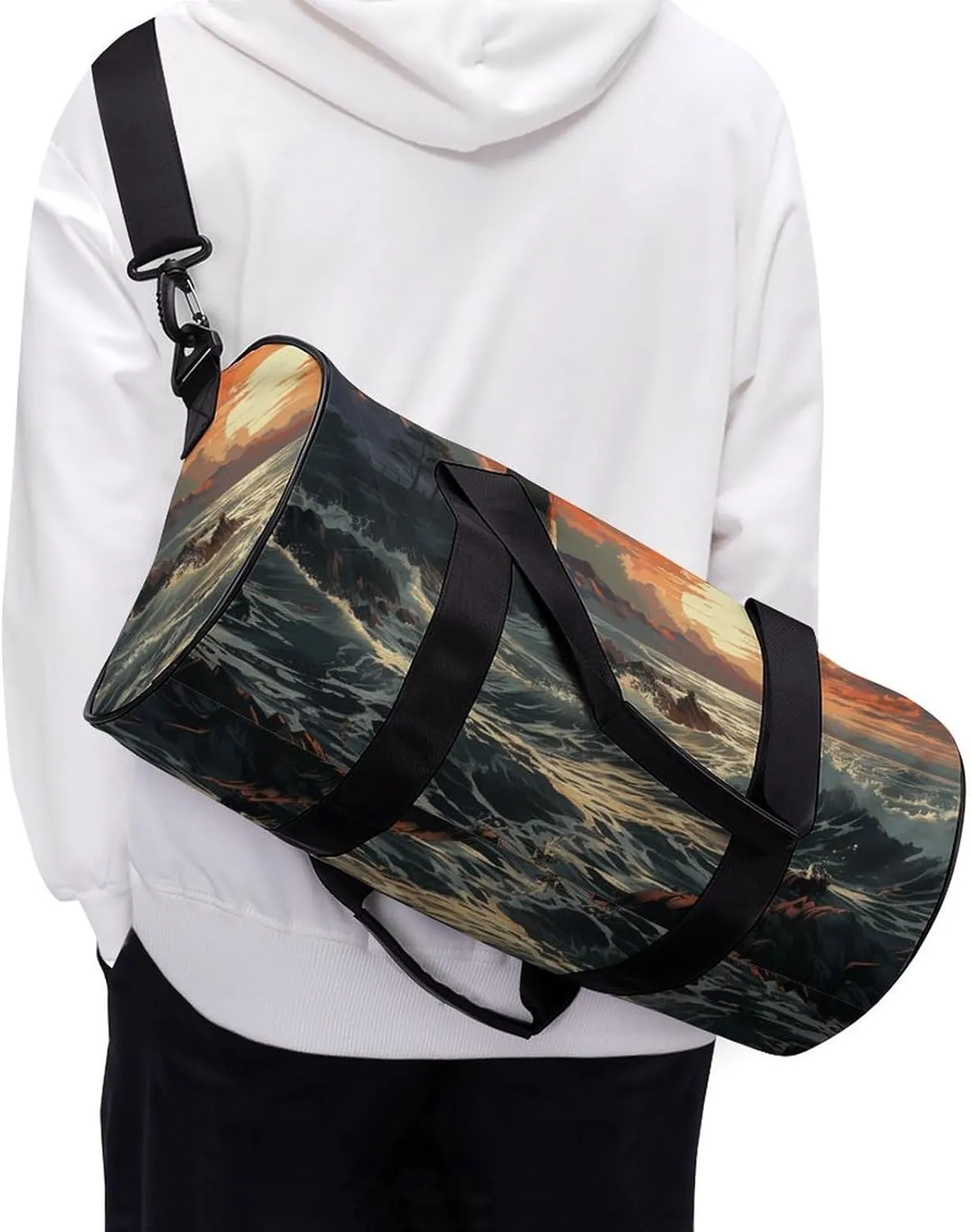 Gym Bags for Men Women Lighthouse Duffle Bag Travel Overnight Bag with Shoe Compartment Tote Bags