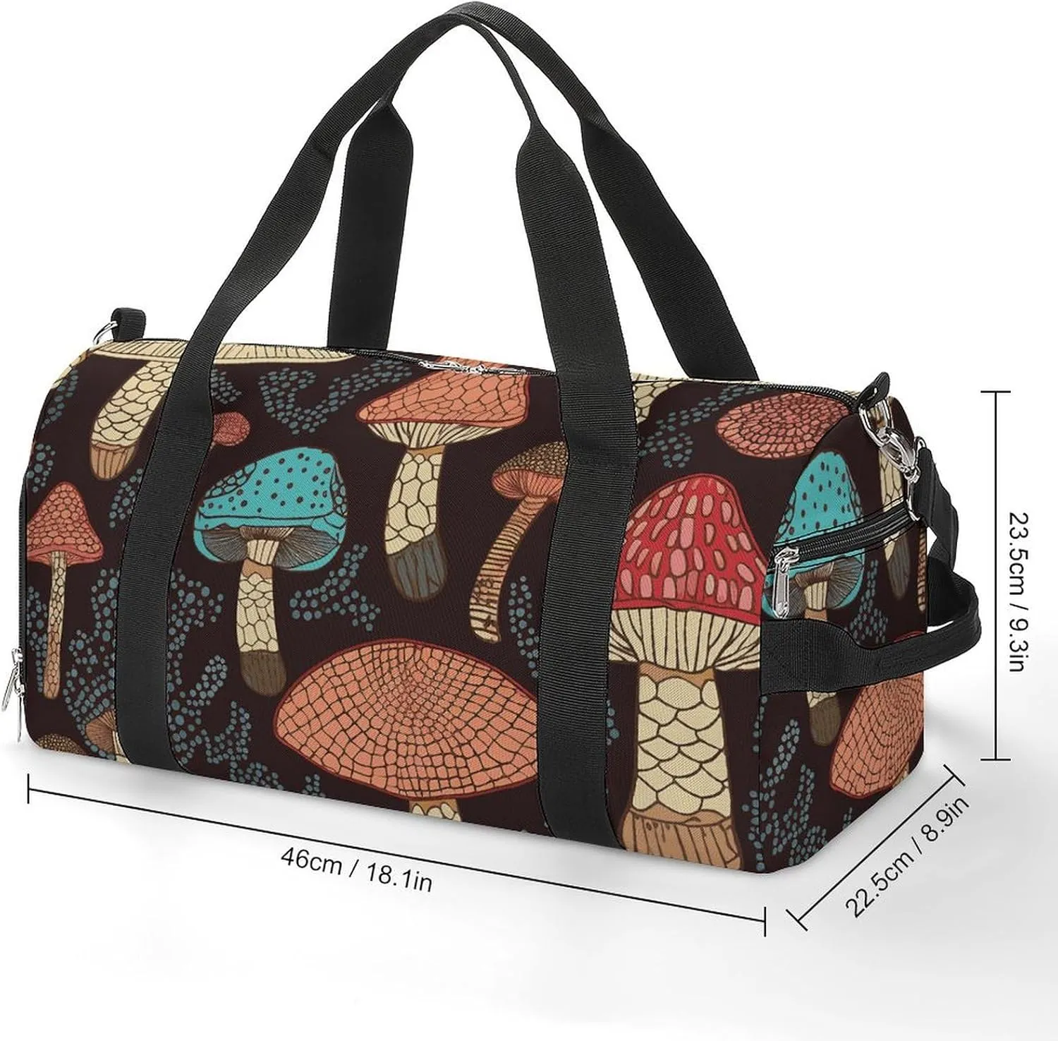 Gym Bags for Men Women Mushroom Duffle Bag Travel Overnight Bag with Shoe Compartment Tote Bags
