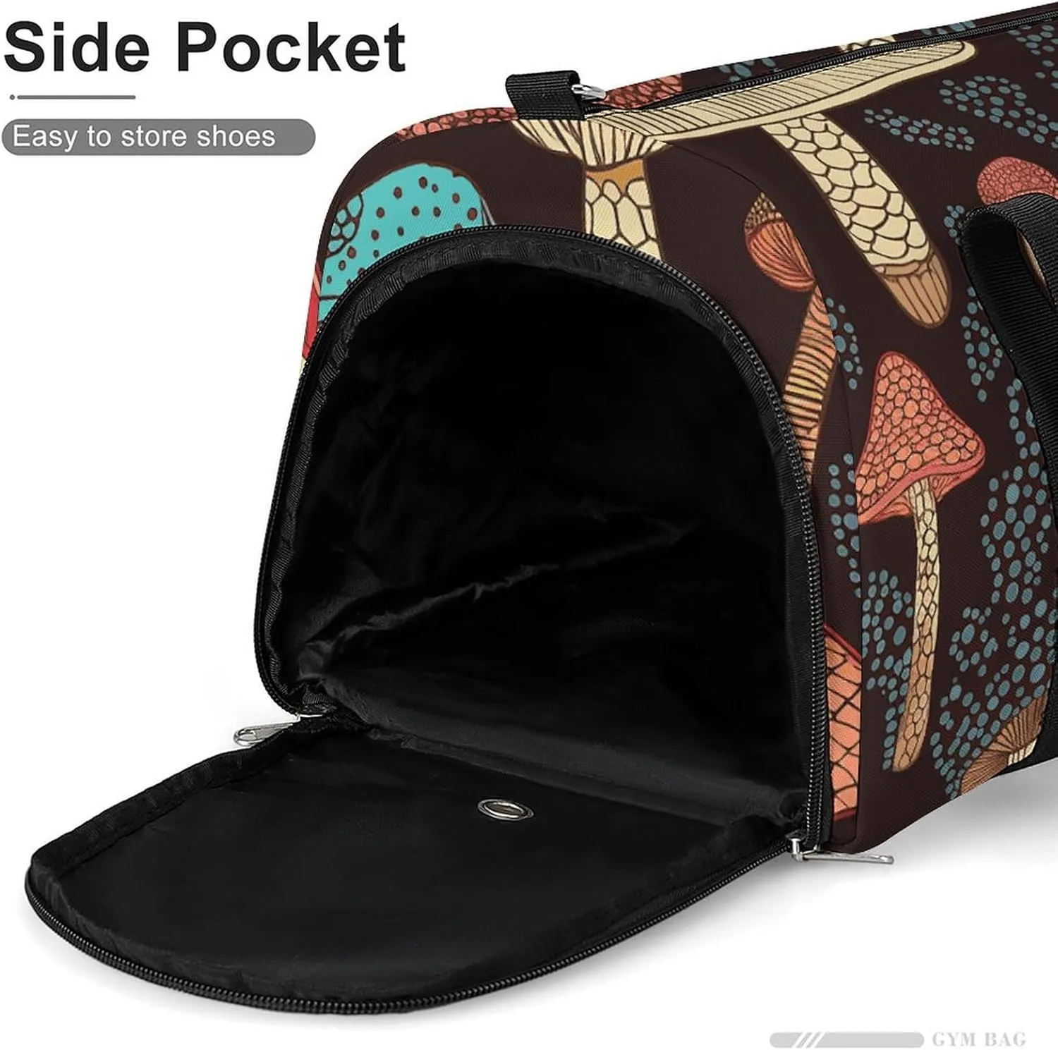 Gym Bags for Men Women Mushroom Duffle Bag Travel Overnight Bag with Shoe Compartment Tote Bags