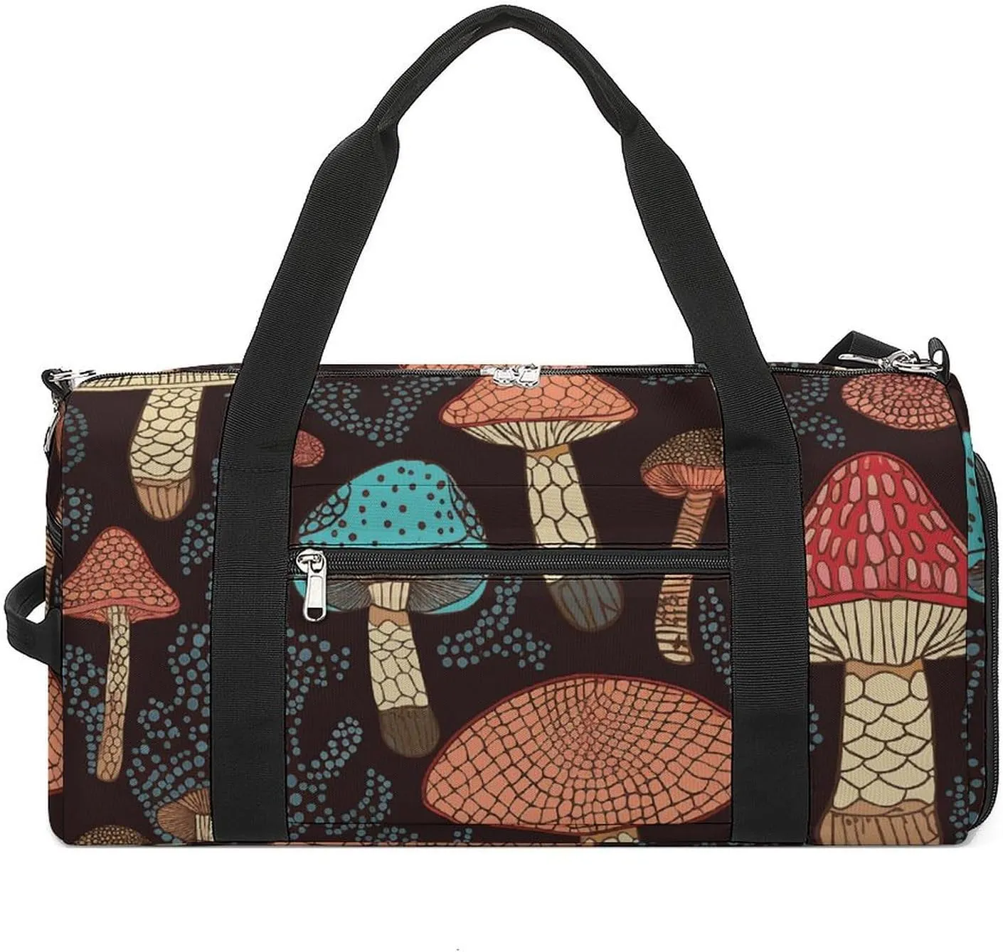 Gym Bags for Men Women Mushroom Duffle Bag Travel Overnight Bag with Shoe Compartment Tote Bags