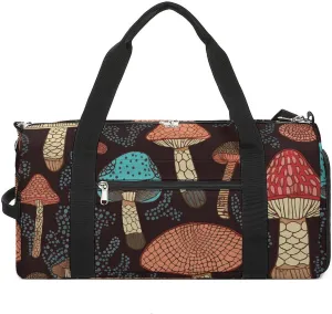 Gym Bags for Men Women Mushroom Duffle Bag Travel Overnight Bag with Shoe Compartment Tote Bags