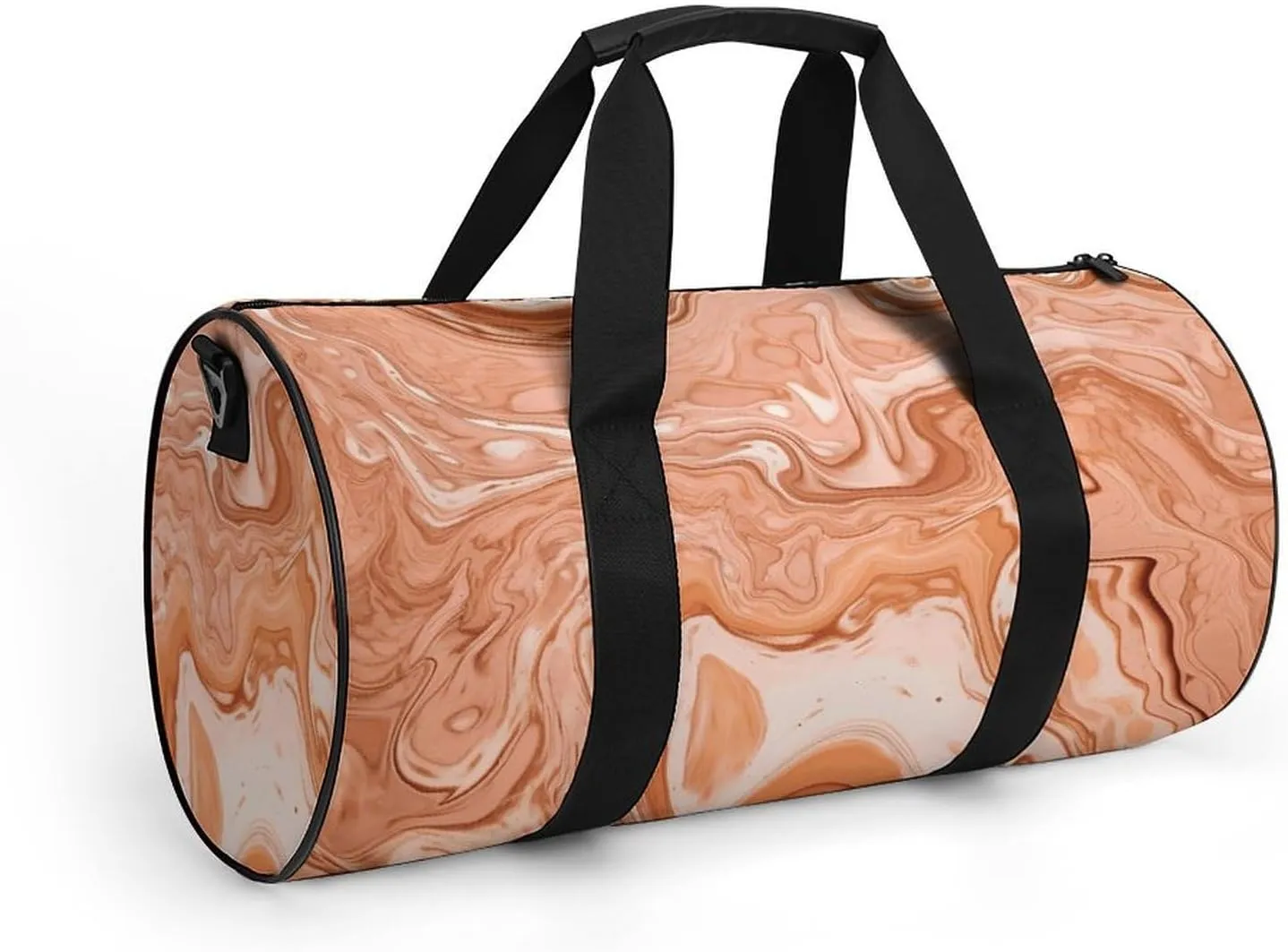 Gym Bags for Men Women Orange Fluid Lines Duffle Bag Travel Overnight Bag with Shoe Compartment Tote Bags