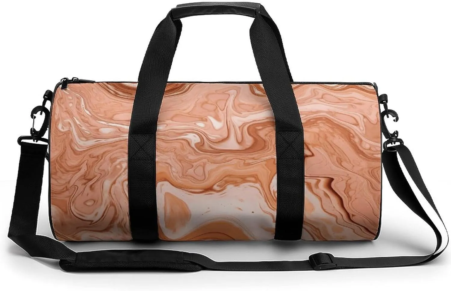 Gym Bags for Men Women Orange Fluid Lines Duffle Bag Travel Overnight Bag with Shoe Compartment Tote Bags