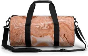 Gym Bags for Men Women Orange Fluid Lines Duffle Bag Travel Overnight Bag with Shoe Compartment Tote Bags