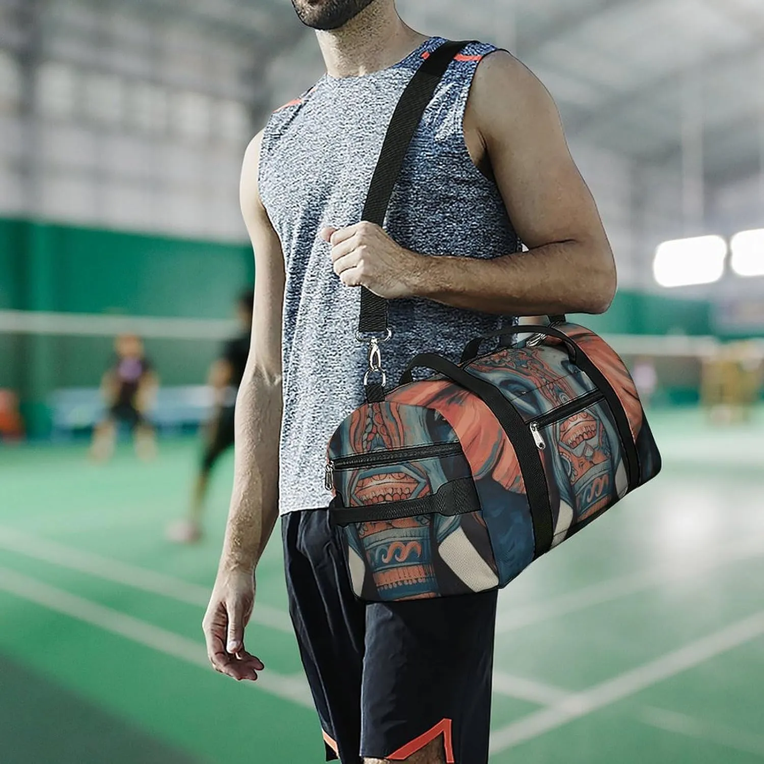 Gym Bags Small Abstract Elephant Duffel Bag Overnight Bag with Shoe Compartment Carryon Bag for Men Women