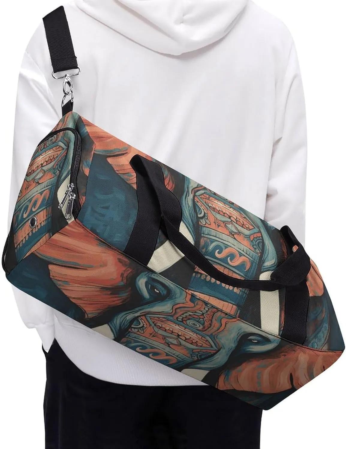 Gym Bags Small Abstract Elephant Duffel Bag Overnight Bag with Shoe Compartment Carryon Bag for Men Women